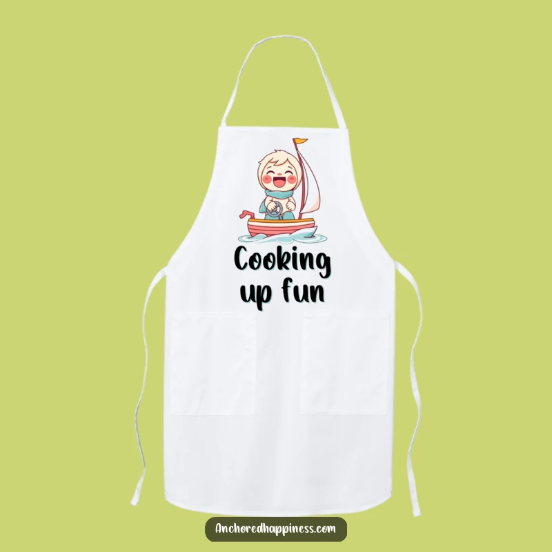 Funny Toy Sailboat Apron: Giggling Character Tiny Boat Kitchen Gift