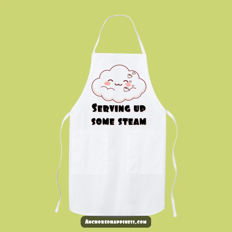 Funny Cloud Apron - Exhaling Coffee Cups, Kitchen Humor for Baristas & Home Cooks