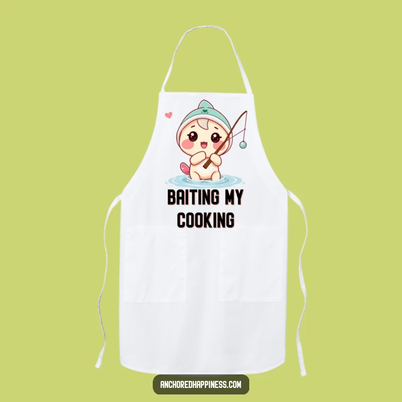 Funny Hopeful Angler Apron: Fishing Buddy Cheerful Character Wear, Practical Funny Gift