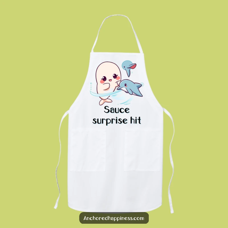 Funny Kawaii Dolphin Surprise Apron - Hilarious Kitchen Gift for Beachy Cooks!