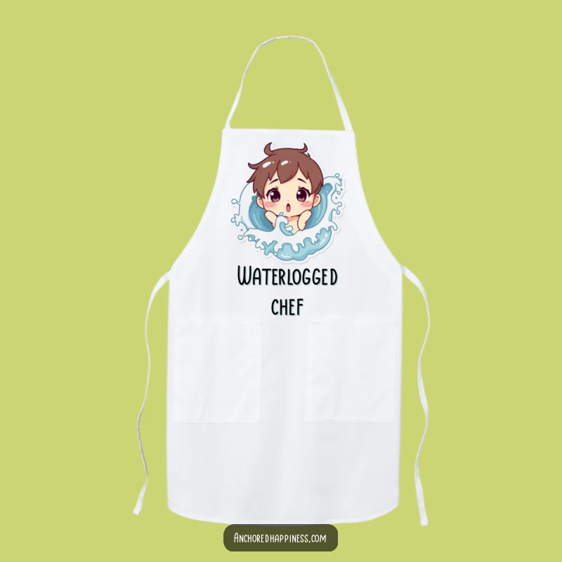 Funny Surprised Splash Apron - Hilarious Wave Character Kitchen Bib, Great Gift