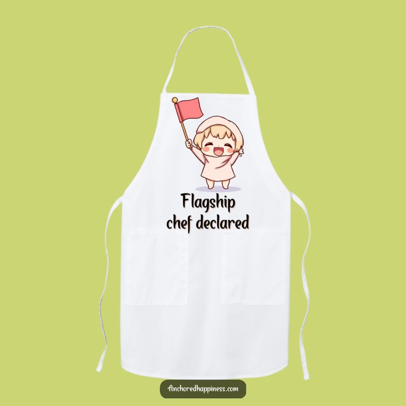 Funny Victory Apron: Excited Character, Fluffy Flag - Kitchen Cheerful Gift
