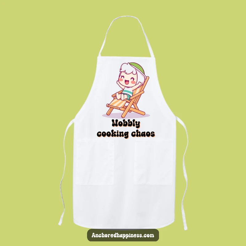 Funny Wobble Apron: Balancing Character on Deck Chair - Kitchen Comical Gift