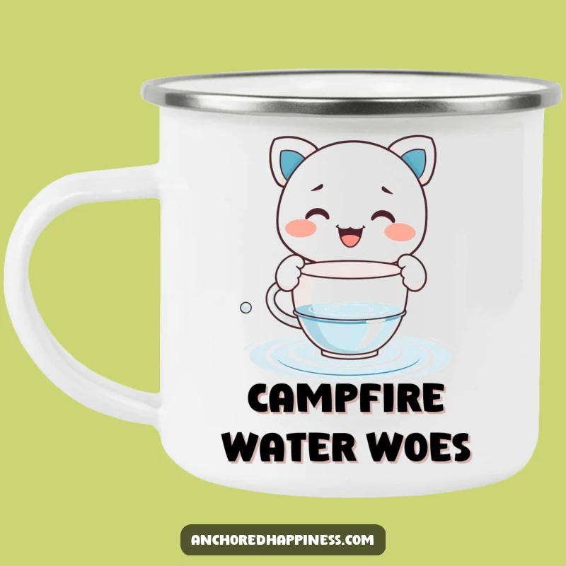 Funny Teacup Bailer Camping Mug - Hilarious Character Water Evacuation Enamel Cup