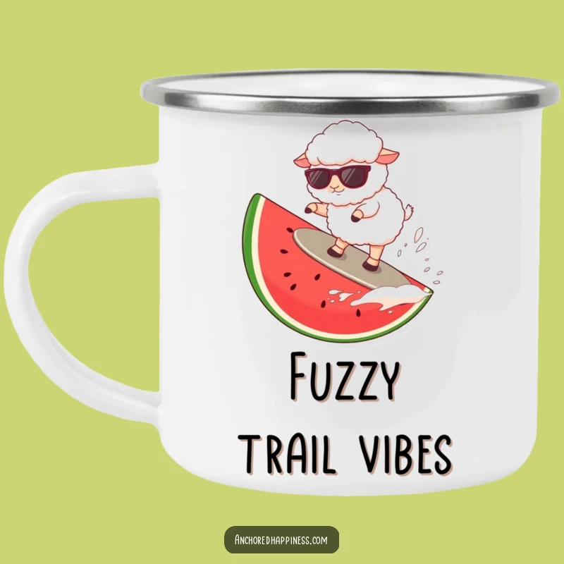 Funny Sheep Watermelon Surf Camping Mug: Summer Adventure Humor