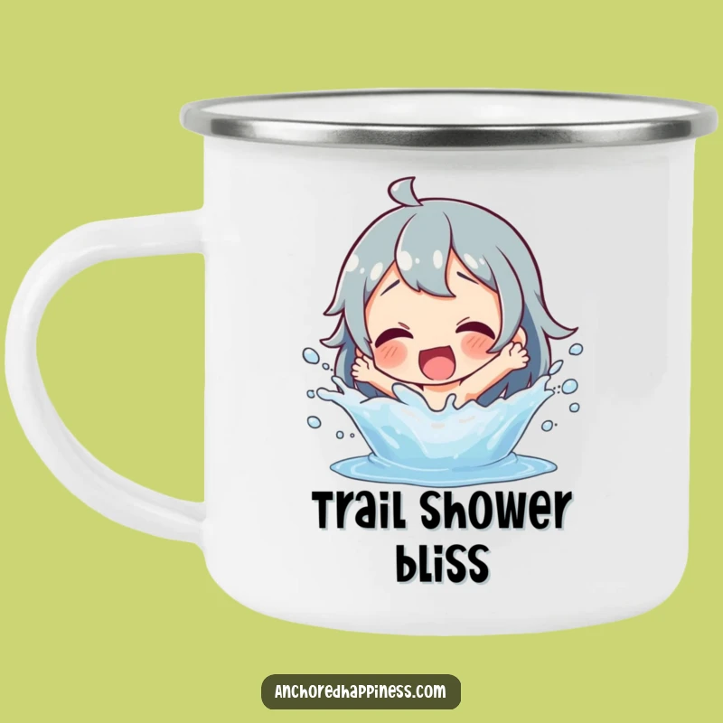 Funny Splashing Fun Enamel Camping Mug - Adventure with Watery Smiles