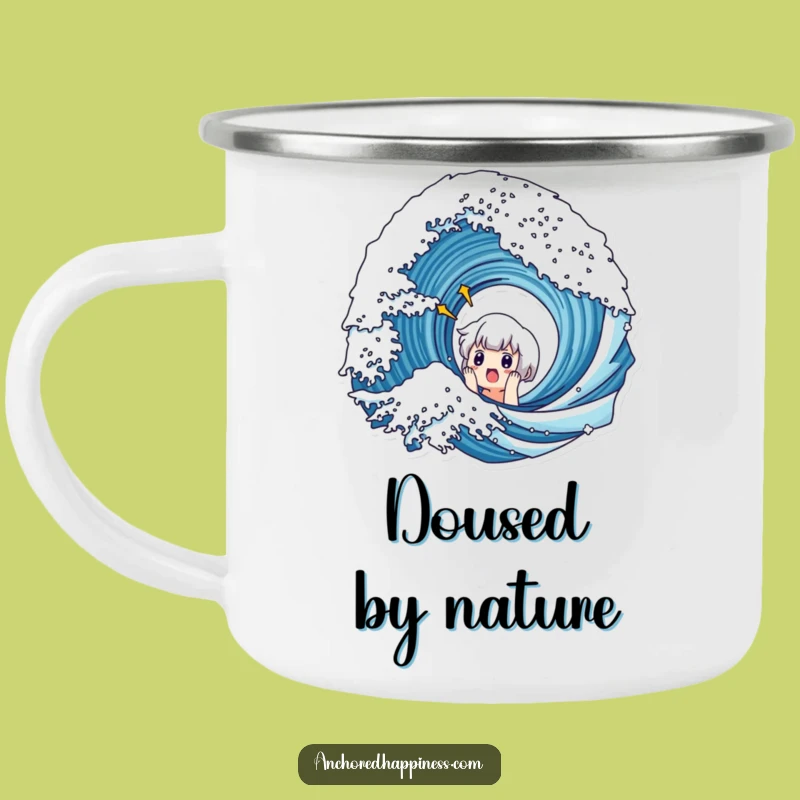 Funny Surprise Wave Camping Mug - Cute Character Outdoor Gift