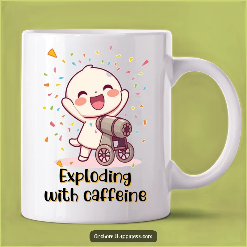 Funny Confetti Cannon Mug - Joyful Character Celebration Gift