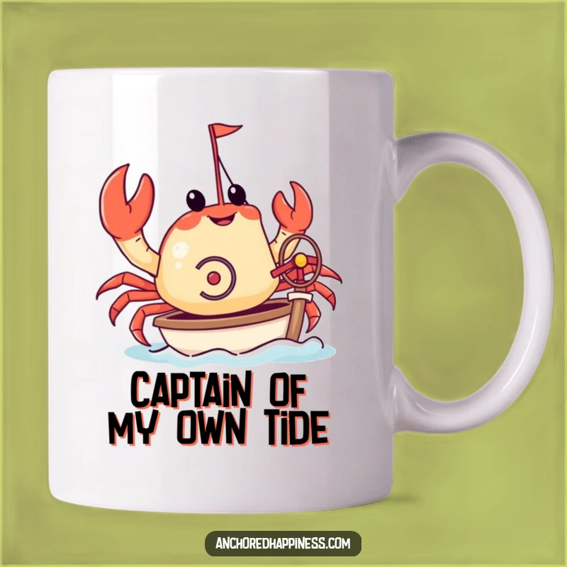 Funny Crab Yacht Mug - Pincers Steering a Tiny Boat, Hilarious Nautical Gift