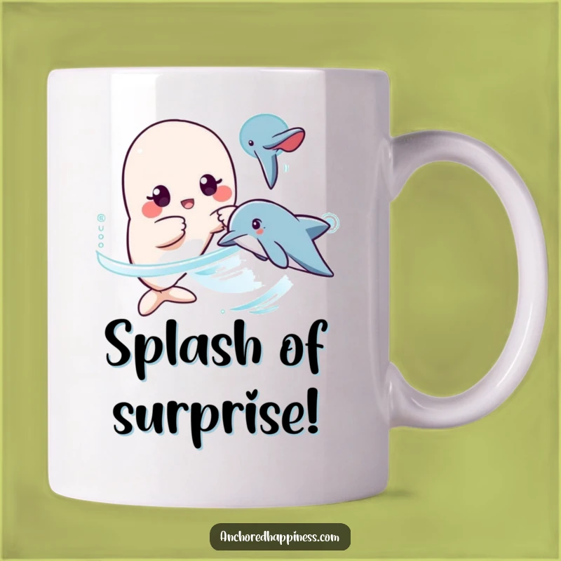 Funny Kawaii Dolphin Surprise Mug - Hilarious Gift for Ocean Lovers & Dreamers!