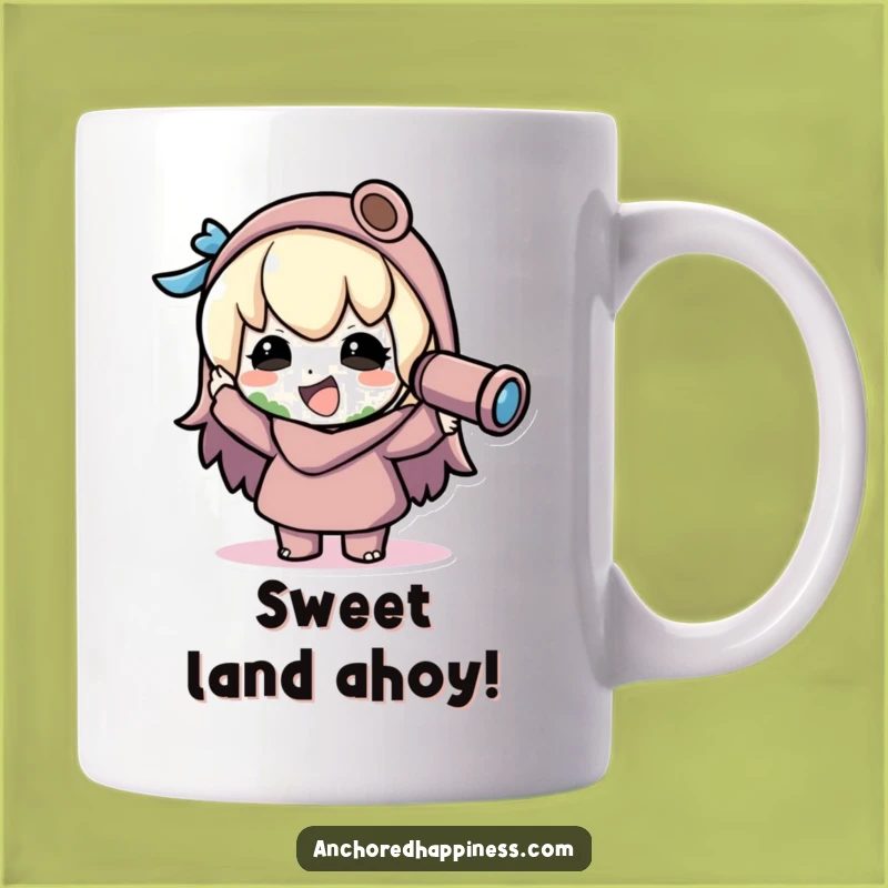 Funny Kawaii Explorer Mug - Perfect Joke Gift for Adventurers Spotting Land!
