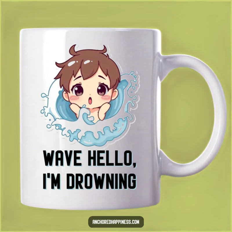 Funny Surprised Splash Mug - Hilarious Wave Character Gift for Beach Lovers