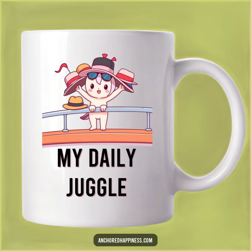 Funny Yacht Life Mug - Balancing Hats Character, Luxury Boat, Humorous Gift