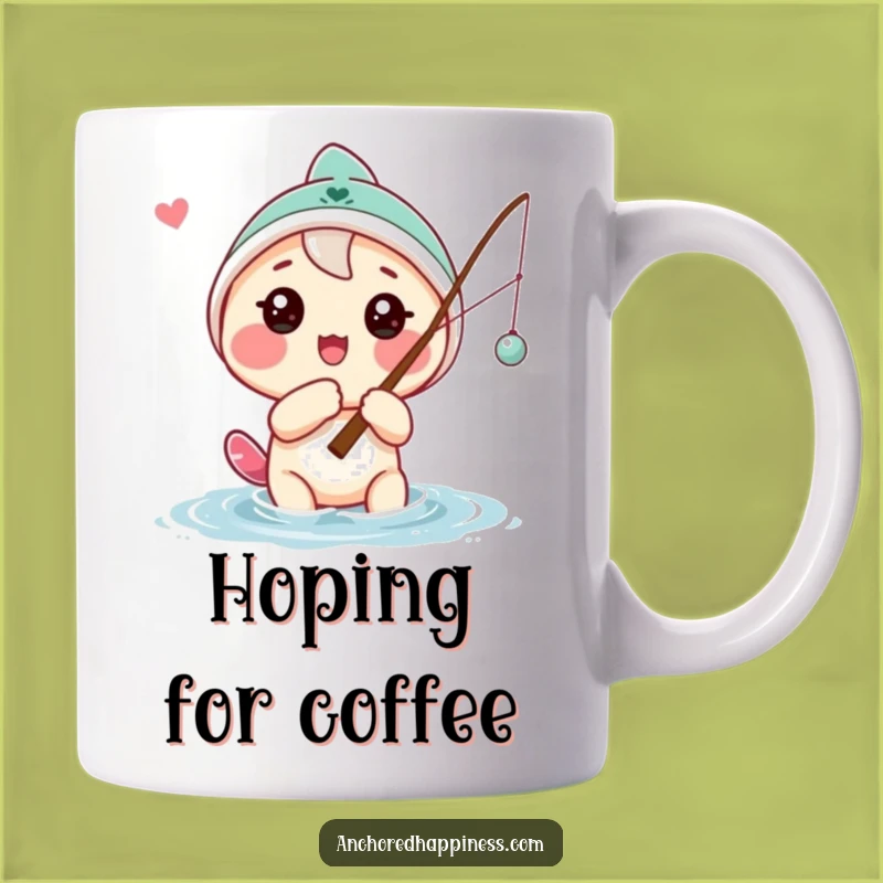 Funny Hopeful Angler Mug: Playful Character Fishing Gift, Perfect Funny Gift for Fishermen