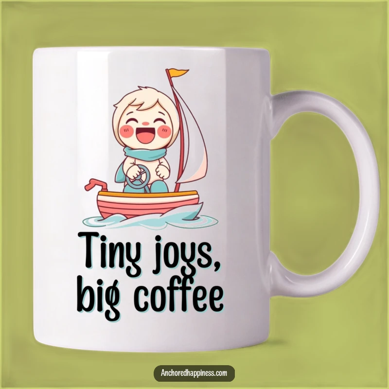 Funny Toy Sailboat Mug: Giggling Character Tiny Boat Humor Gift