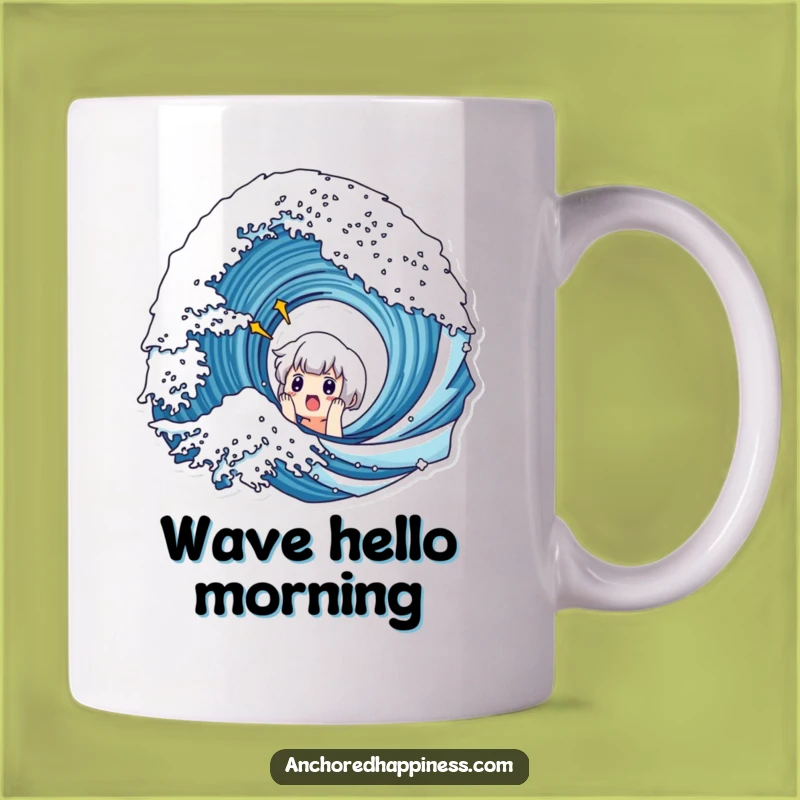 Funny Surprised Wave Mug - Cute Character's Shocking Reaction Gift