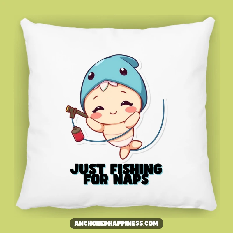 Funny Fishing Line Pillow: Cute Character's Happy Tangle for Cozy Laughs