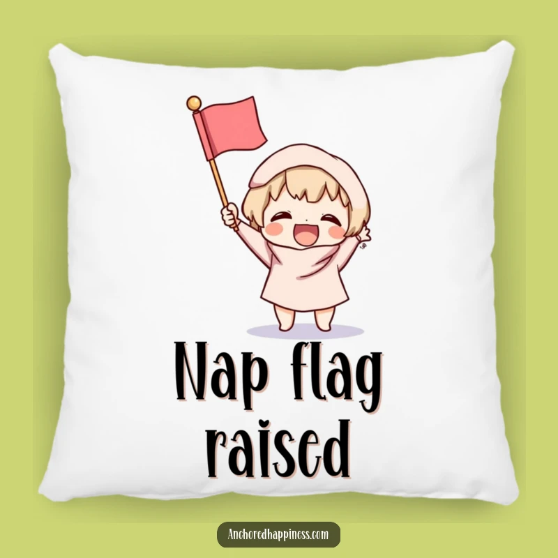 Funny Victory Pillow: Excited Character, Fluffy Flag - Comfy Cheerful Gift
