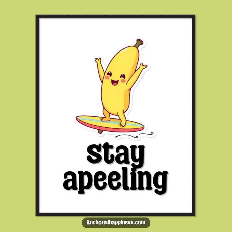 Funny Banana Surf Digital Art: Hilarious Tropical Decor