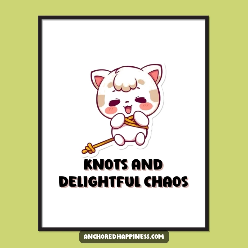 Funny Kawaii Rope Tangle Digital Print - Hilarious Instant Wall Art Gift