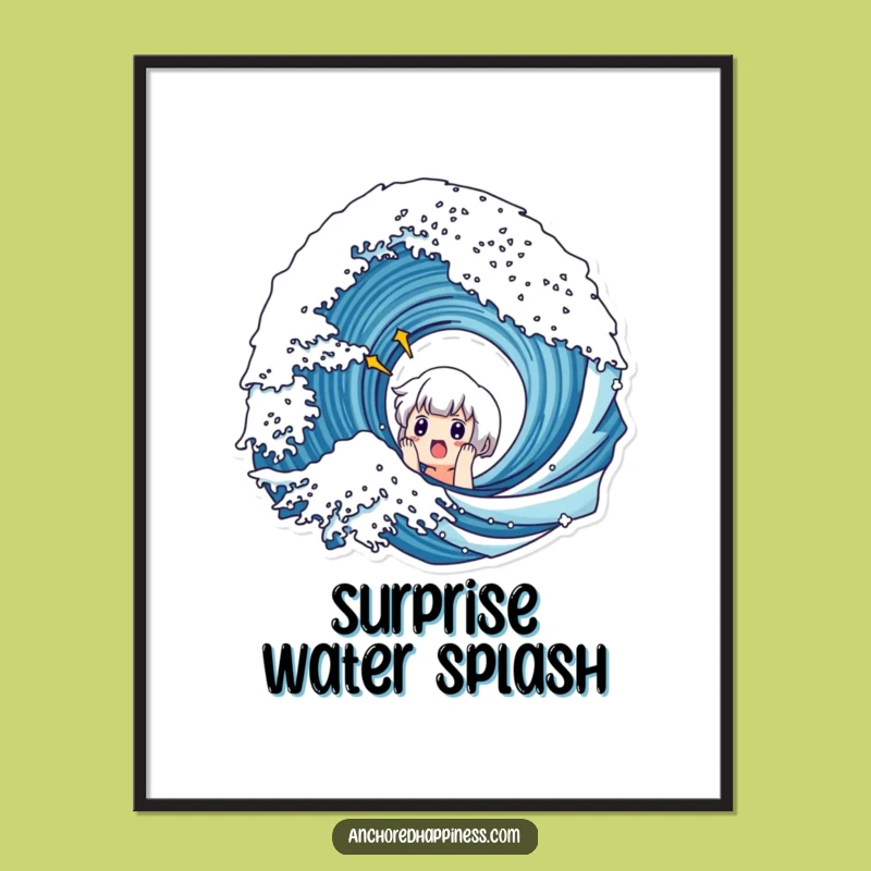 Funny Surprise Wave Digital Art - Cute Character Reaction Print Gift