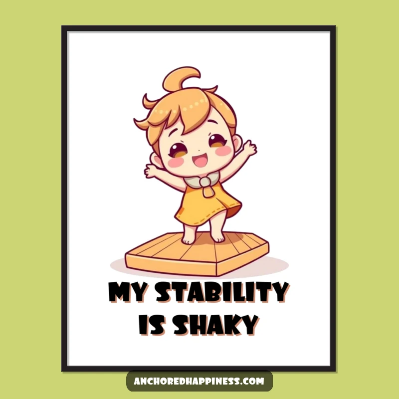 Funny Tilted Deck Dancer Digital Print - Instant Joyful Humor Art