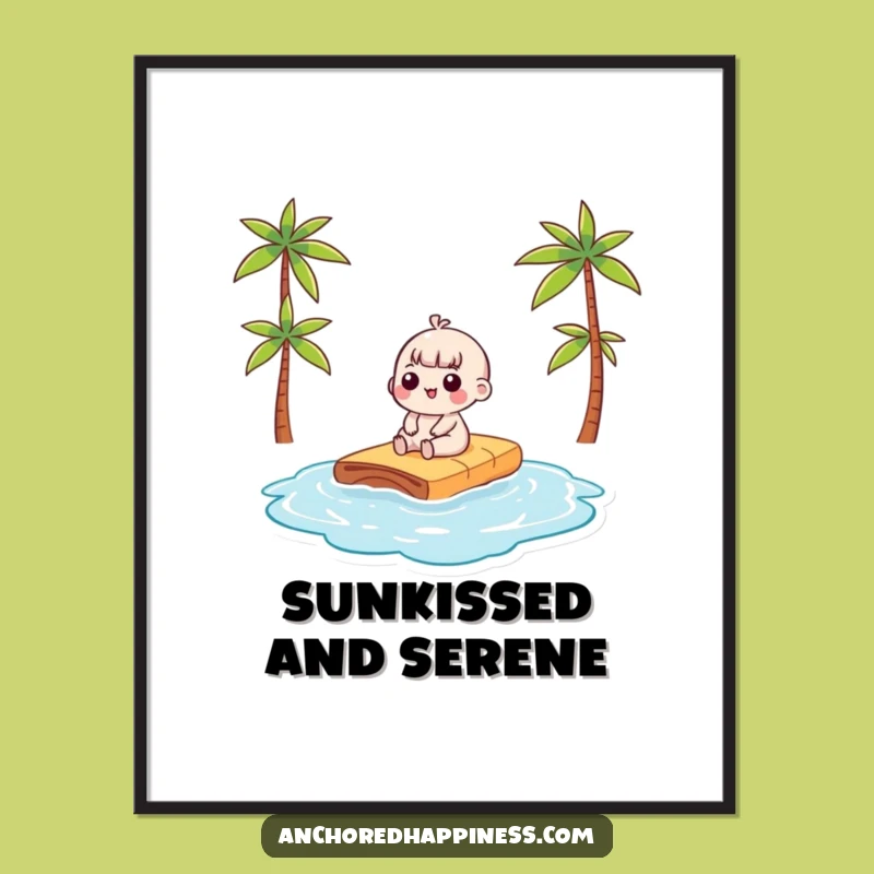 Funny Kawaii Sunbathing Digital Print - Hilarious Instant Decor Gift
