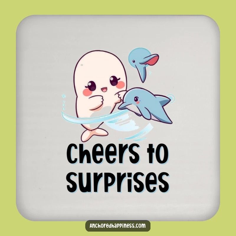 Funny Kawaii Dolphin Surprise Coaster Set - Hilarious Protection for Your Surfaces!
