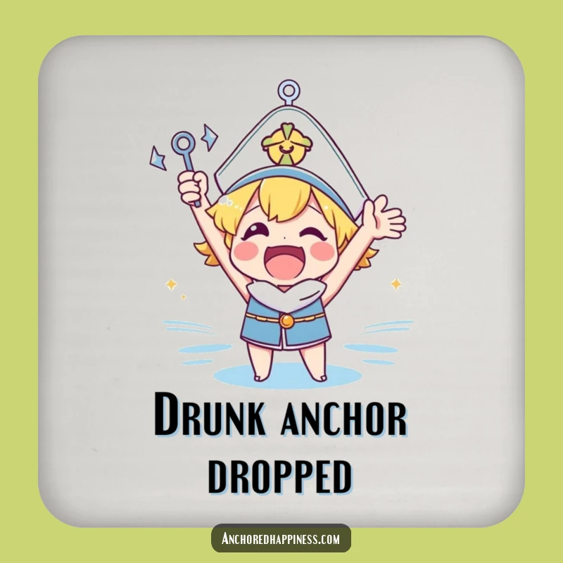 Funny Anchor Cheer Drink Coasters - Protect Surfaces with Nautical Humor