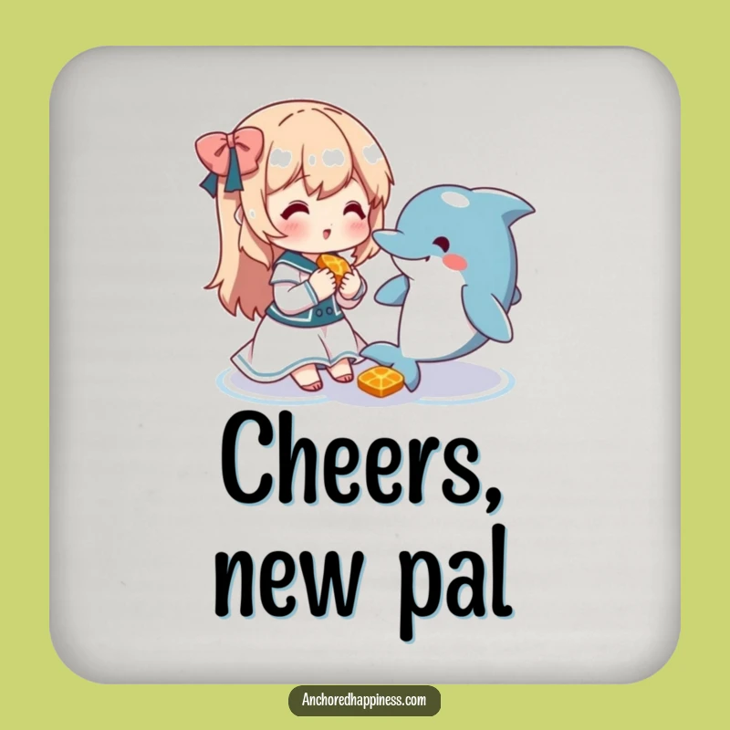 Funny Dolphin Snack Coaster: Cute Character's Friendship for Your Drinks