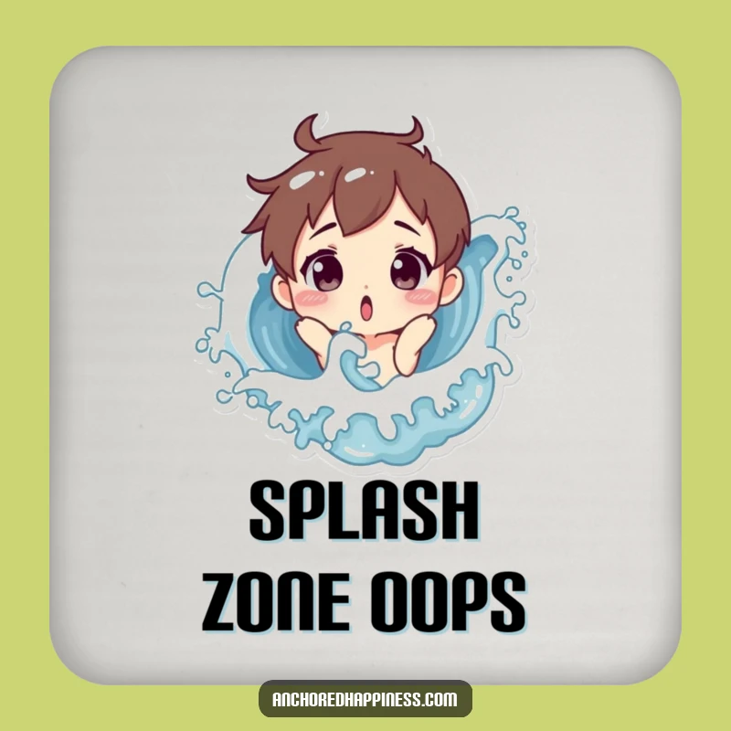 Funny Surprised Splash Coaster - Hilarious Wave Character Protector for Drinks