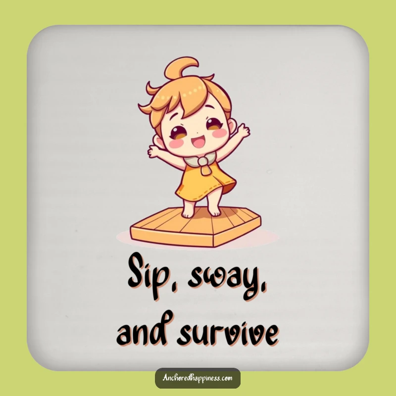 Funny Tilted Deck Dancer Coaster - Protect Surfaces with Humor