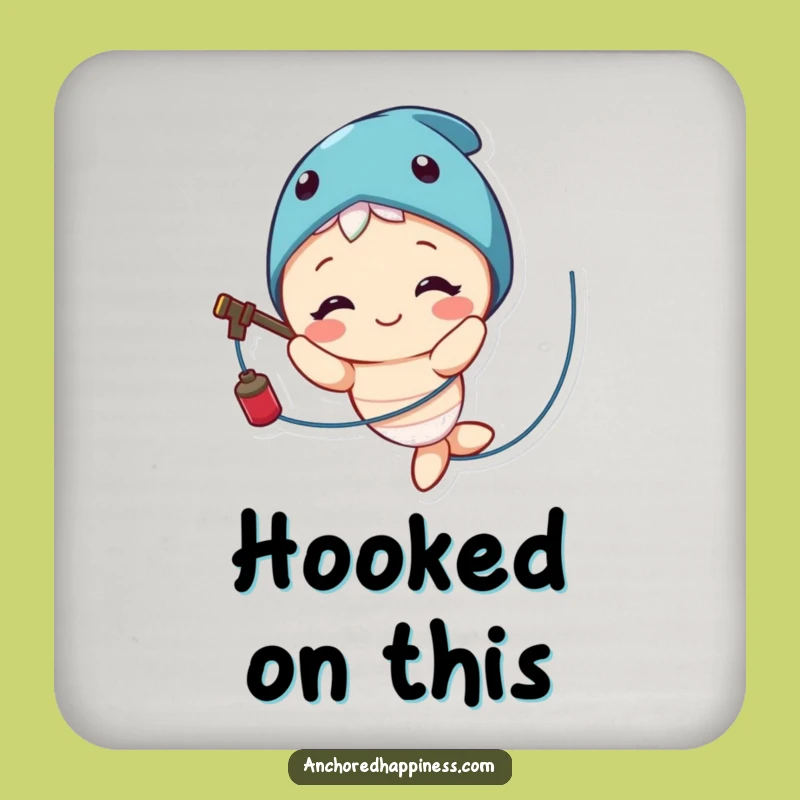 Funny Fishing Line Coaster: Cute Character's Smile Protecting Your Surfaces