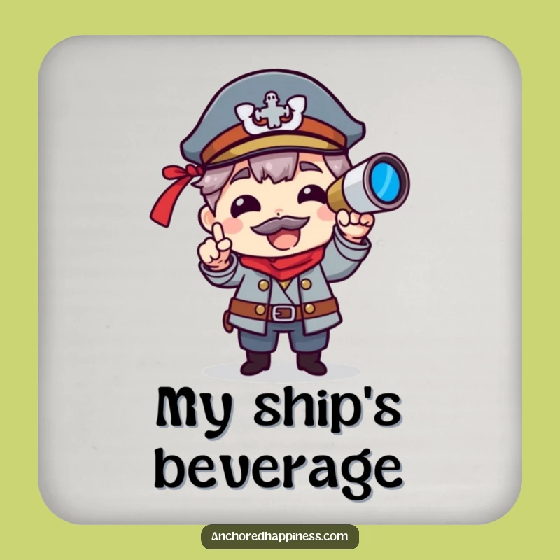 Funny Captain Spyglass Drink Coaster - Hilarious Nautical Protection for Surfaces
