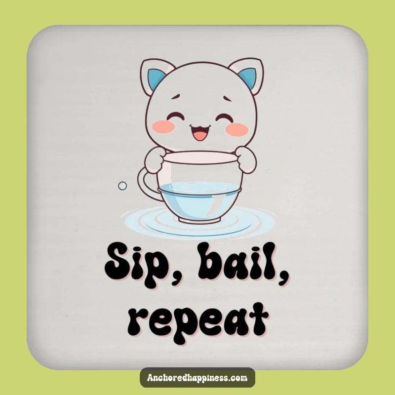 Funny Teacup Bailer Coaster - Hilarious Character Water Evacuation Drink Protector