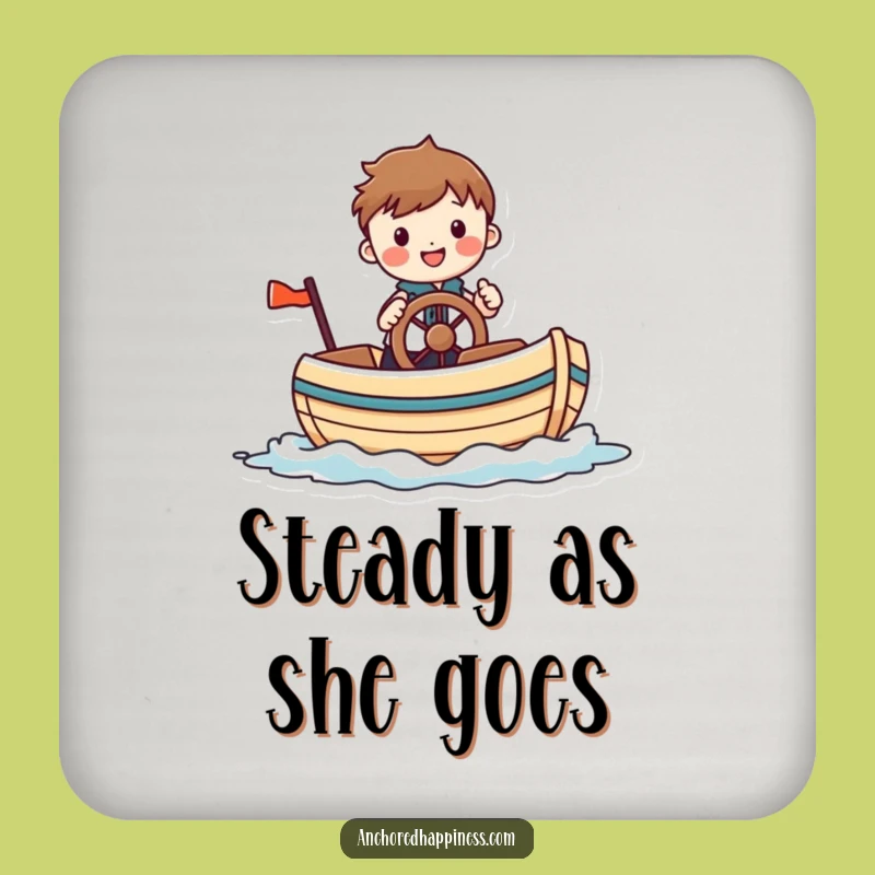 Funny Whimsical Boat Drink Coaster: Cheerful Figure Nautical Table Protection, Charming Funny Gift