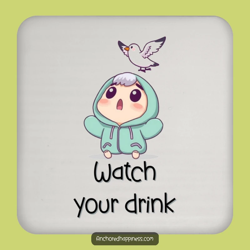 Funny Seagull Surprise Coaster Set - Protect Surfaces with Hilarious Character Art!