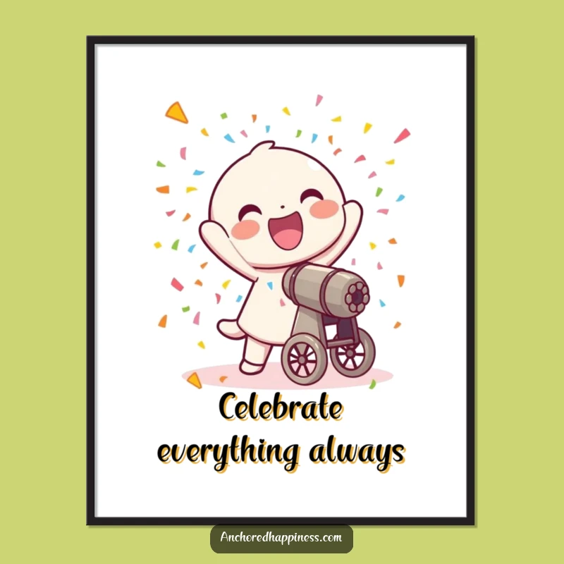 Funny Confetti Cannon Poster - Joyful Celebration Art Print