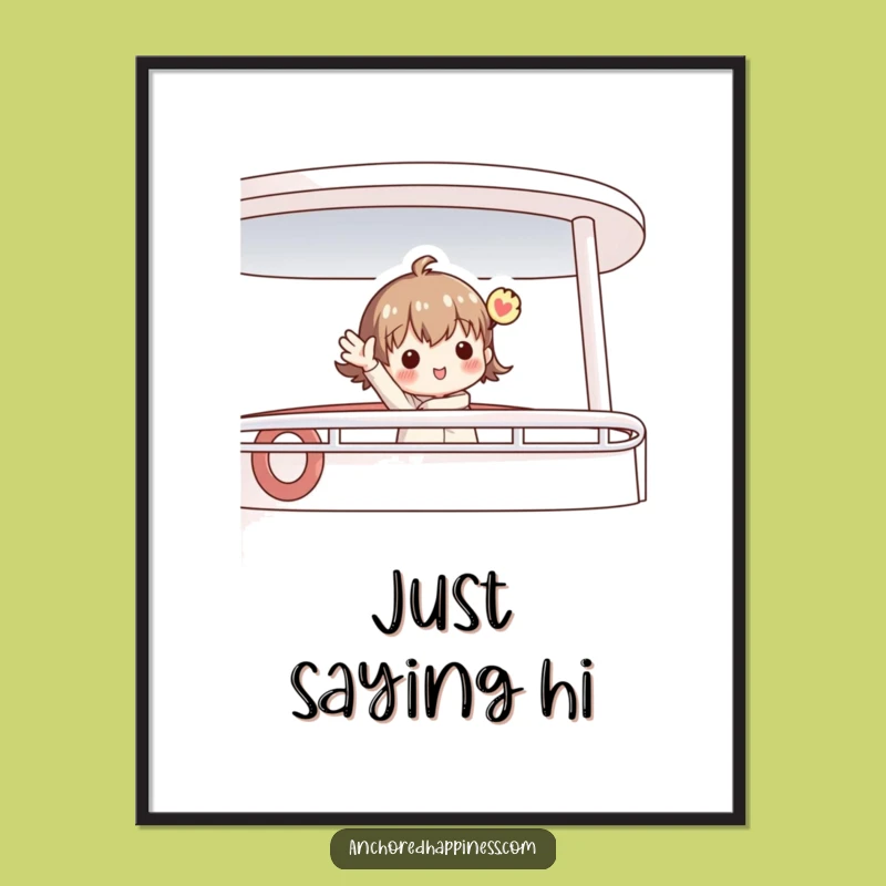 Funny Enthusiastic Sailor Poster: Charming Figure Nautical Art Print, Decorative Funny Gift