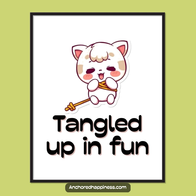 Funny Kawaii Rope Tangle Poster - Hilarious Wall Art For A Good Laugh