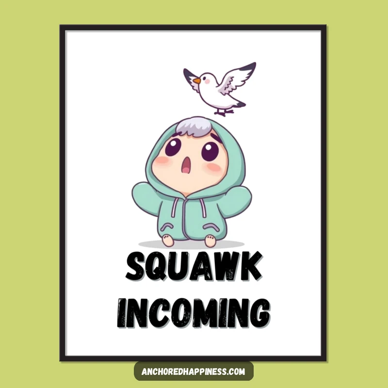 Funny Seagull Surprise Poster - Hilarious Wall Art for Unexpected Laughs!