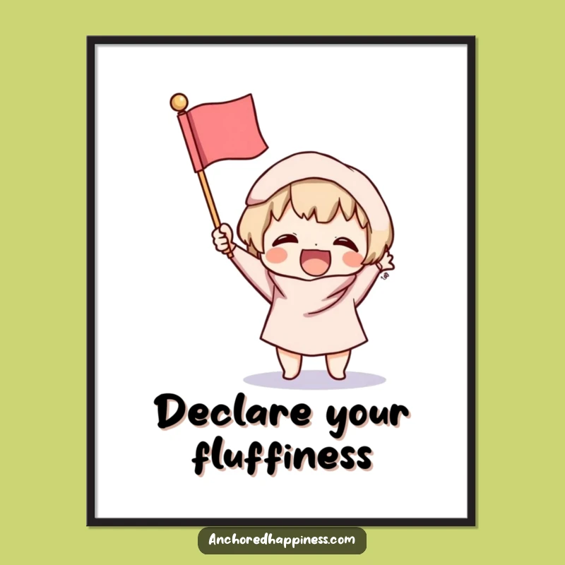 Funny Victory Poster: Excited Character, Fluffy Flag - Vibrant Cheer Art Gift