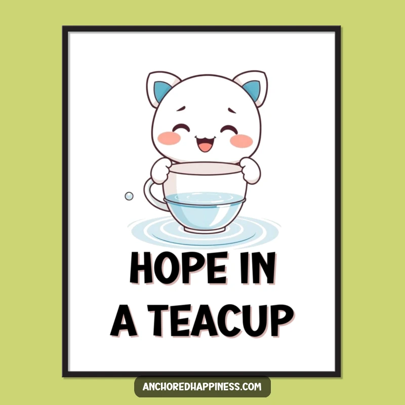 Funny Teacup Bailer Poster - Hilarious Character Water Evacuation Wall Art