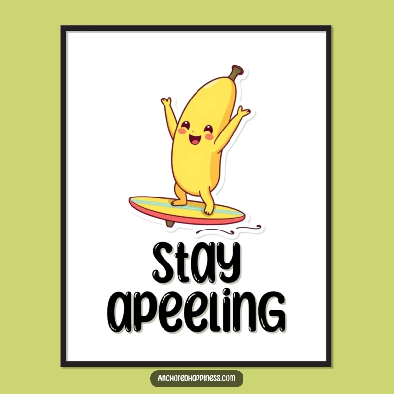 Funny Banana Surf Poster: Hilarious Tropical Wall Art
