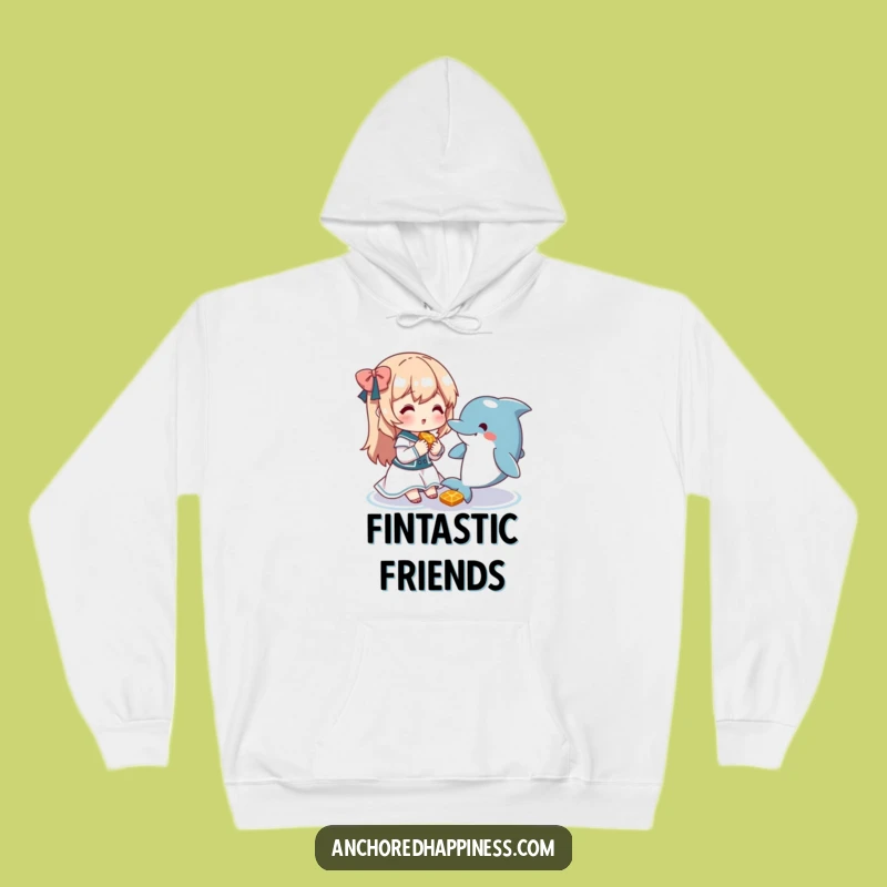 Cozy Funny Dolphin Hoodie: Cute Character's Snack, Warm Friendship