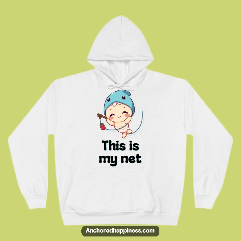 Cozy Funny Fishing Line Hoodie: Cute Character Smirk, Perfect Warm Gift