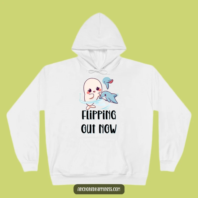 Cozy Funny Kawaii Dolphin Surprise Hoodie - Warm & Hilarious Ocean Gift!
