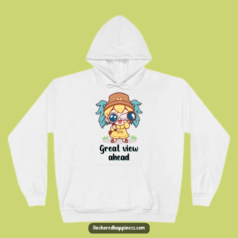 Cozy Funny Spyglass Hoodie: Cute Character's Vision for Warm Adventures