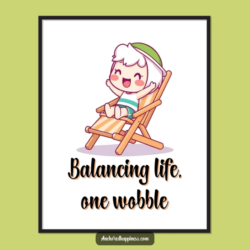 Free Printable Wall Art: Wobbling Chair Balance Funny Downloadable Gift