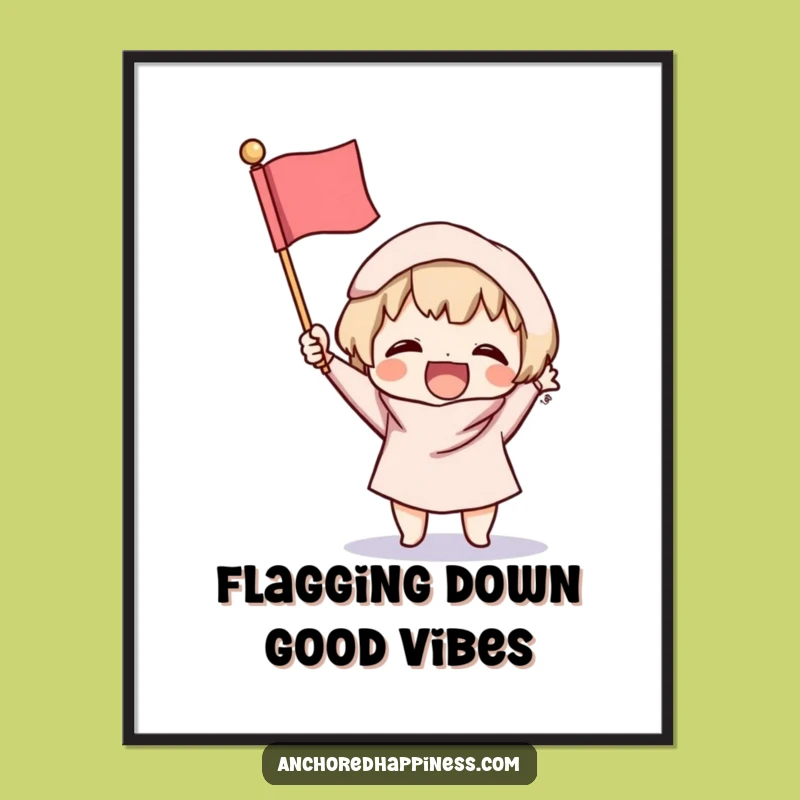 Free Printable Wall Art: Fluffy Flag Fanfare Character Funny Downloadable Gift